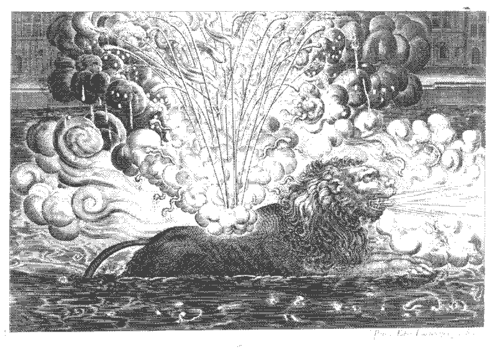 ‘Le Soleil Au Signe du Lyon’, 1623, Public Domain. The scene was described as a festive celebration along the Saone River, where torches illuminate the windows on both sides. A spectacular lion adorned with fireworks emerges from under the bridge, with flames erupting from its mouth and back, alongside three fiery fleurs-de-lis. The sky is alive with various types of fireworks: some create starry displays, others produce thunderous sounds, while some form serpentine shapes or shower down golden sparks, evoking a dazzling and festive atmosphere.
